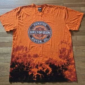 Harley Davidson Somerset PA Orange Tie Dye TShirt Short Sleeve Big Mens Size 2XL